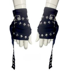 black rivet chain gloves