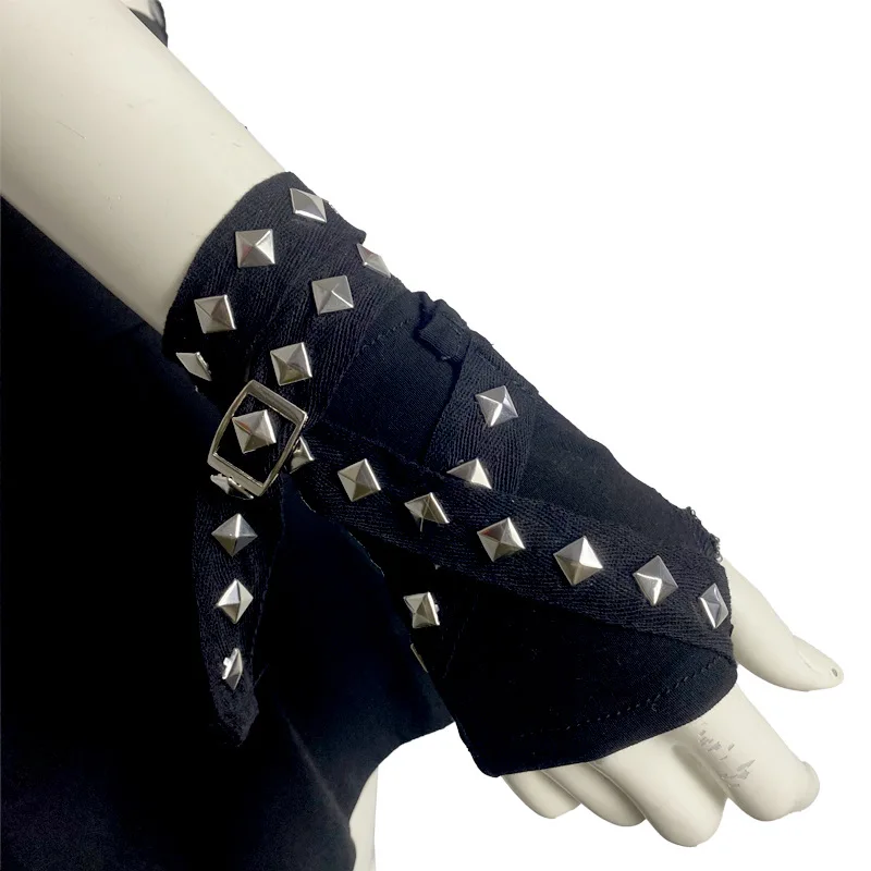 black rivet chain gloves