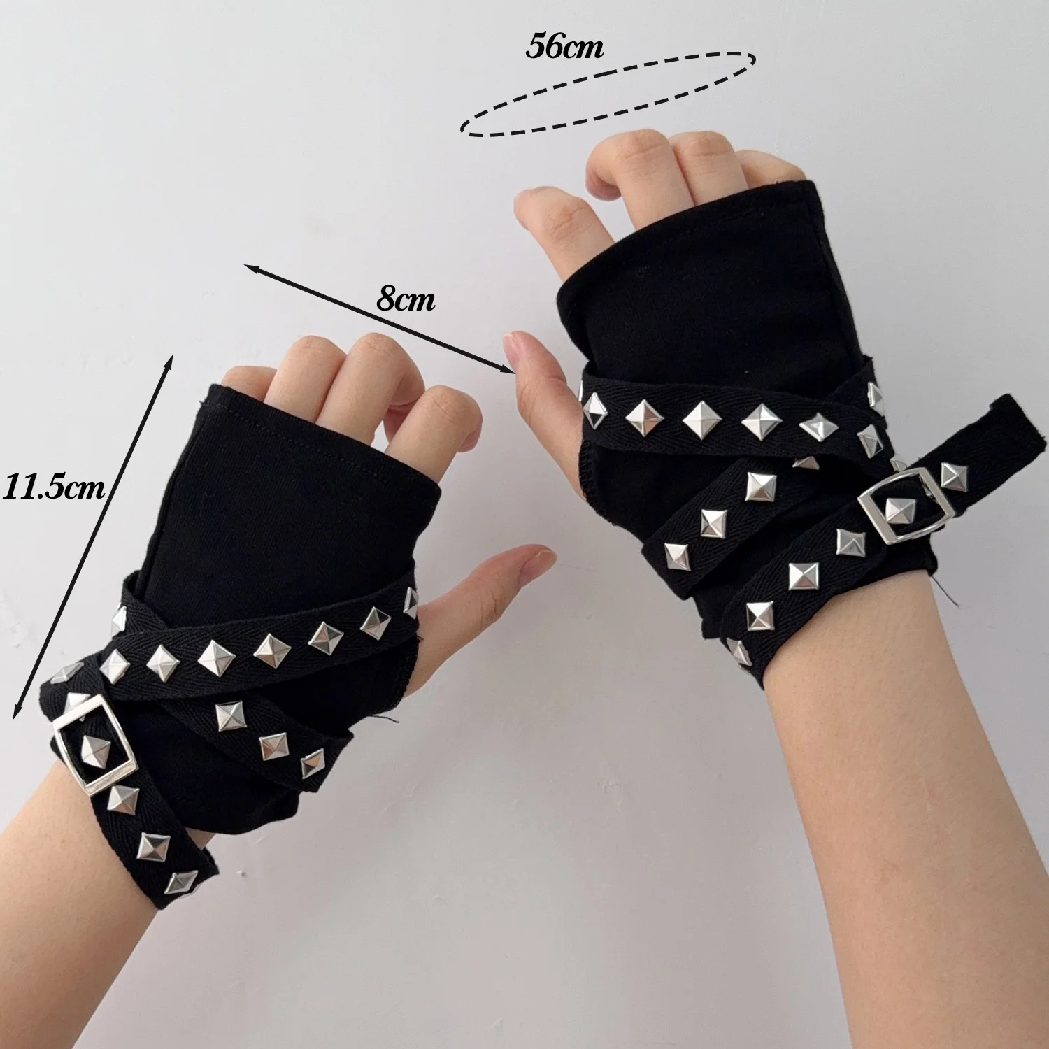 black rivet chain gloves