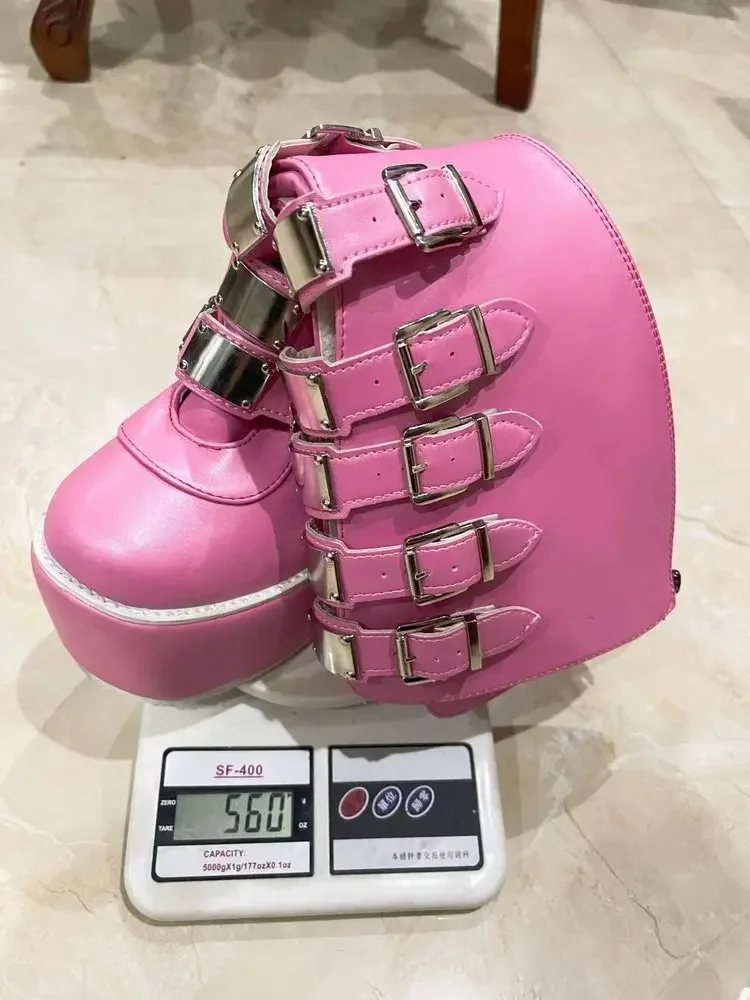 buckle strap leather boots