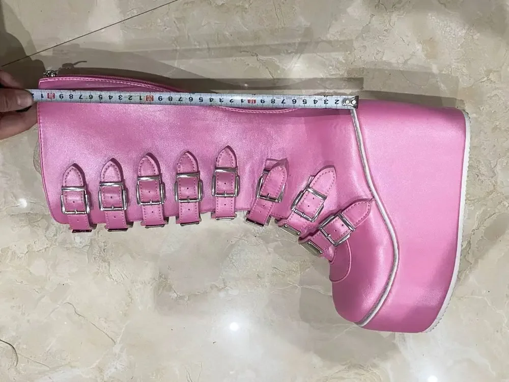 buckle strap leather boots