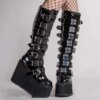 buckle strap leather boots