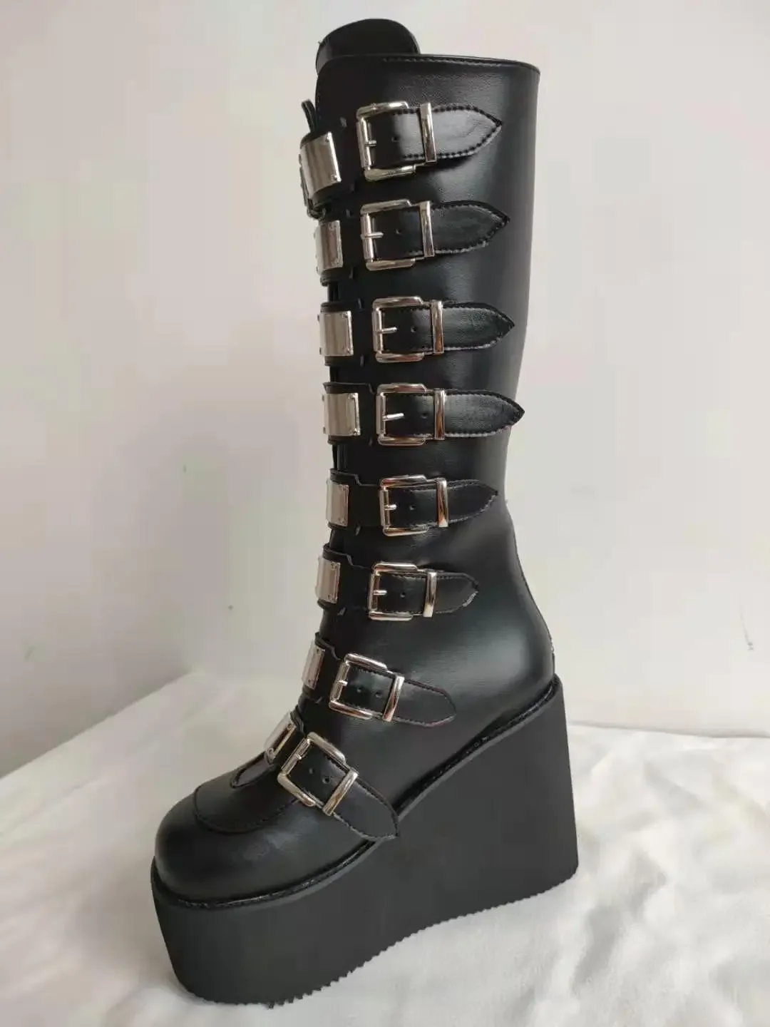 buckle strap leather boots