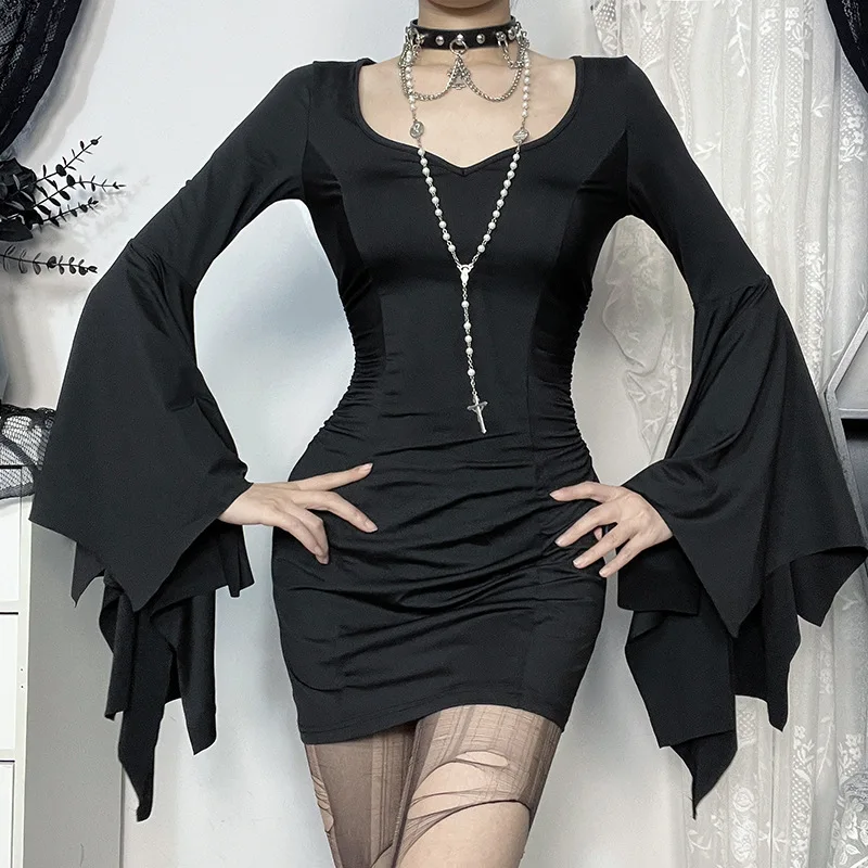 Goth Dark Batwing Sleeve Mini Dress 3 Goth Dark Batwing Sleeve Mini Dress - Image 3