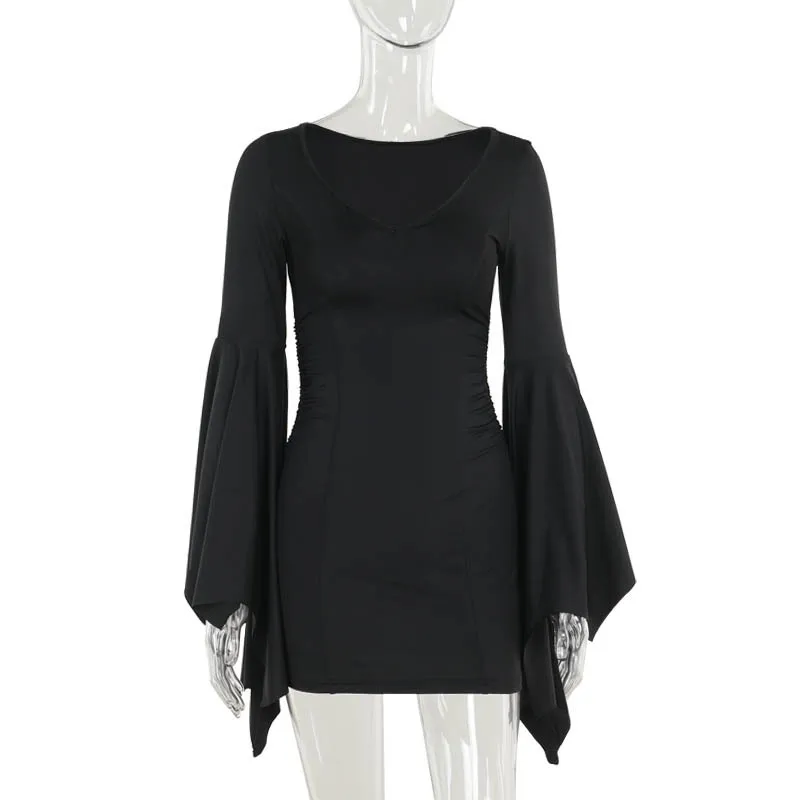 Goth Dark Batwing Sleeve Mini Dress 5 Goth Dark Batwing Sleeve Mini Dress - Image 5