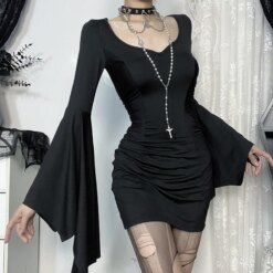 Alternative view of Goth Dark Batwing Sleeve Mini Dress