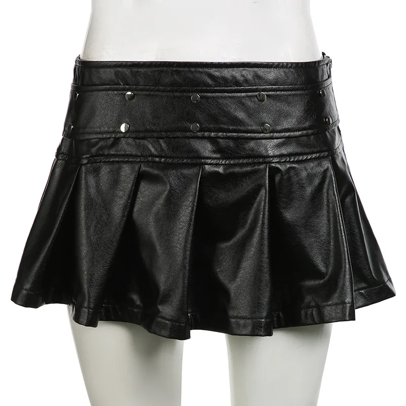 Punk Goth Faux Leather Mini Skirt 5 Punk Goth Faux Leather Mini Skirt - Image 5