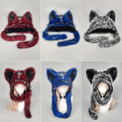 Dark Gothic Plush Cat Ear Hat 8 888 7cxodv