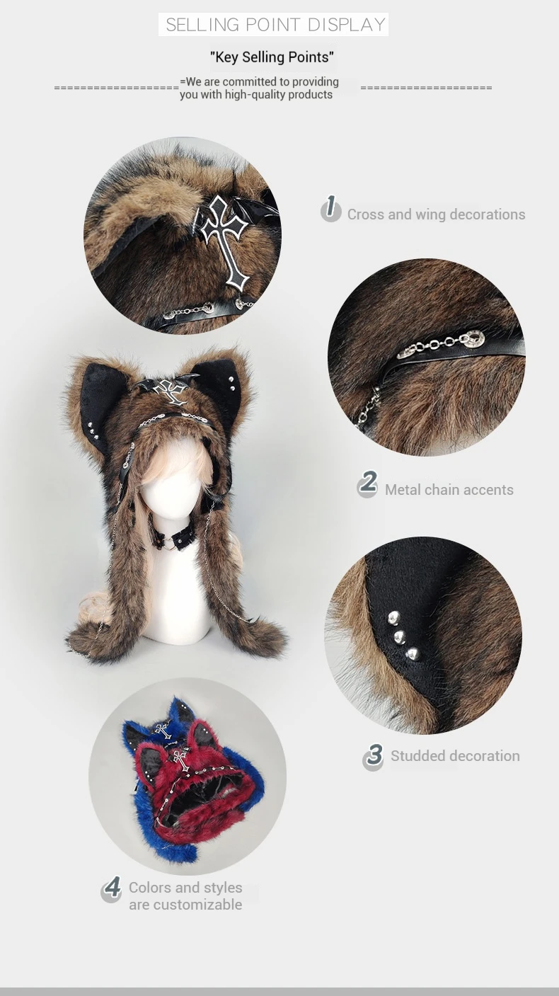 Dark Gothic Plush Cat Ear Hat Dark Gothic Plush Cat Ear Hat