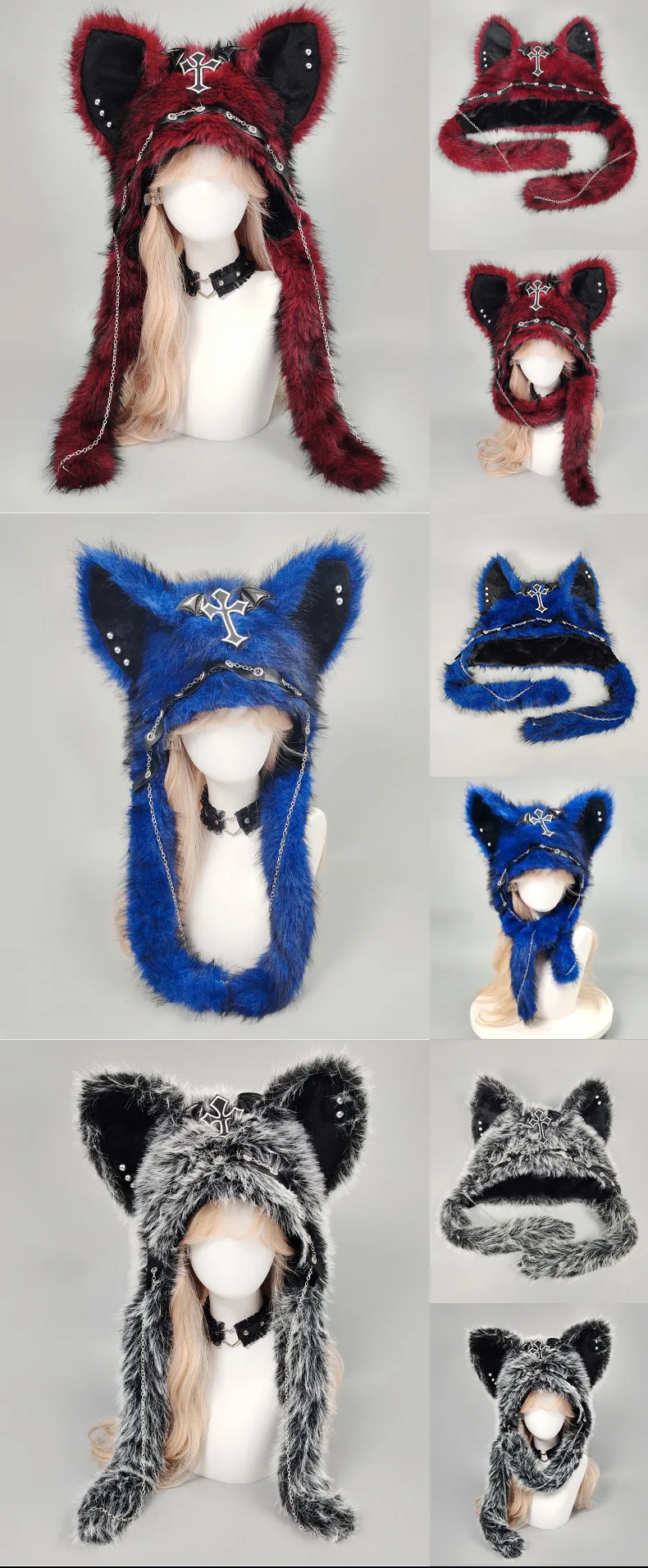 Dark Gothic Plush Cat Ear Hat Dark Gothic Plush Cat Ear Hat