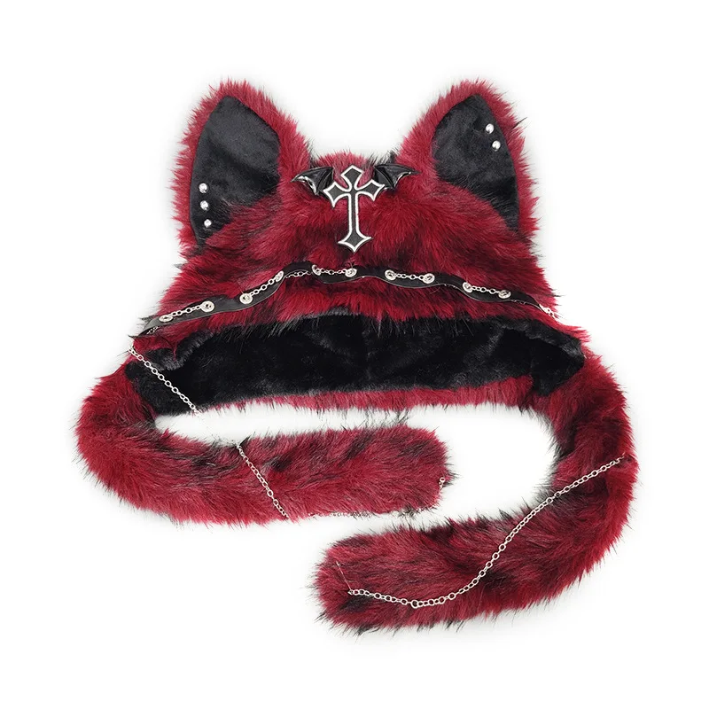 Dark Gothic Plush Cat Ear Hat 5 Dark Gothic Plush Cat Ear Hat - Image 5