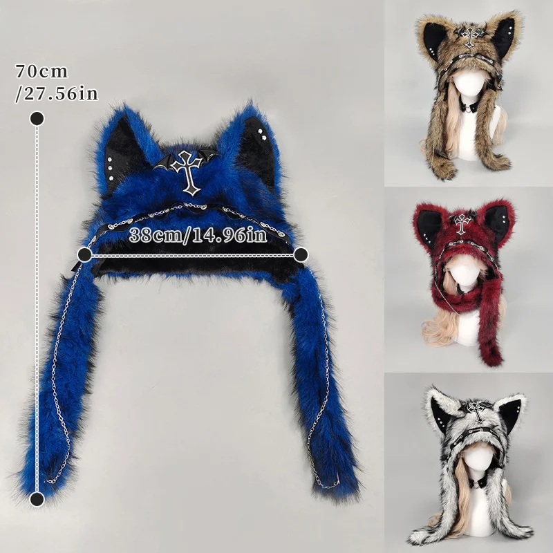 Dark Gothic Plush Cat Ear Hat 2 Dark Gothic Plush Cat Ear Hat - Image 2