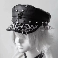 PU leather punk beret