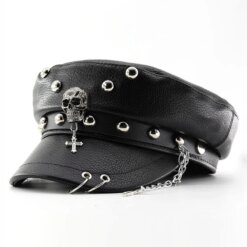 Alternative view of PU leather punk beret