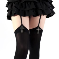Gothic Cross Thigh High Socks