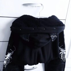 Alternative view of Black Harajuku Gothic Zipper Hoodie