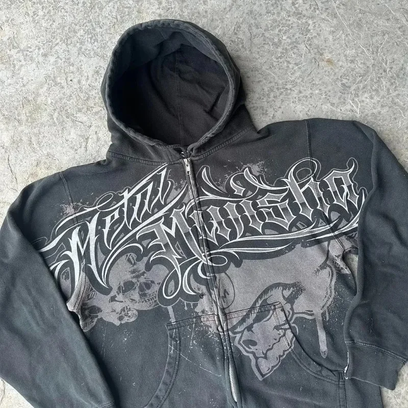 Y2K Gothic Zip Hoodie