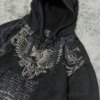 Y2K gothic oversized zip hoodie with printed pattern, Harajuku hip hop streetwear