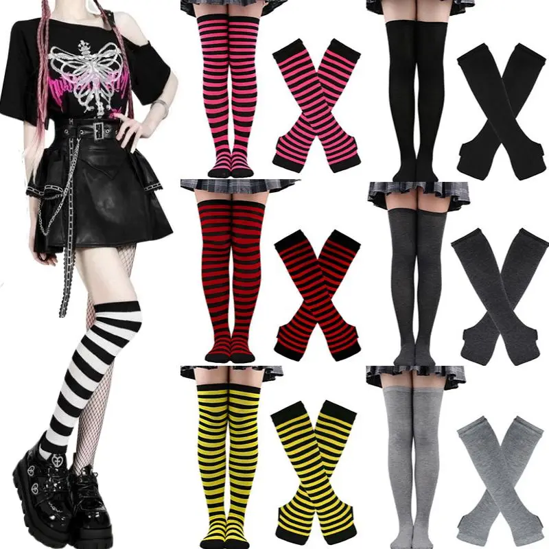 gothic punk thigh high socks 2 gothic punk thigh high socks - Image 2