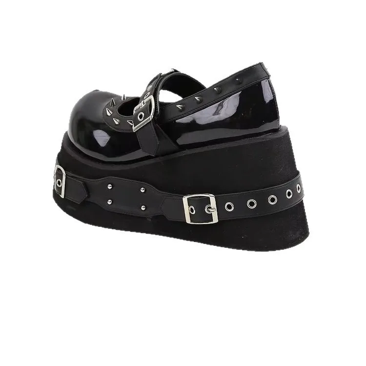 Gothic Rivet Muffin Platform Mary Jane Shoes 6 Gothic Rivet Muffin Platform Mary Jane Shoes - Image 6