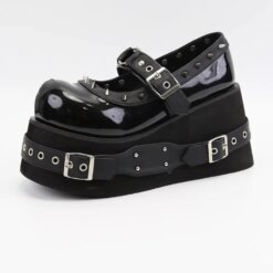 Alternative view of Gothic Rivet Muffin Platform Mary Jane Shoes