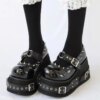 Gothic Rivet Muffin Platform Mary Jane Shoes
