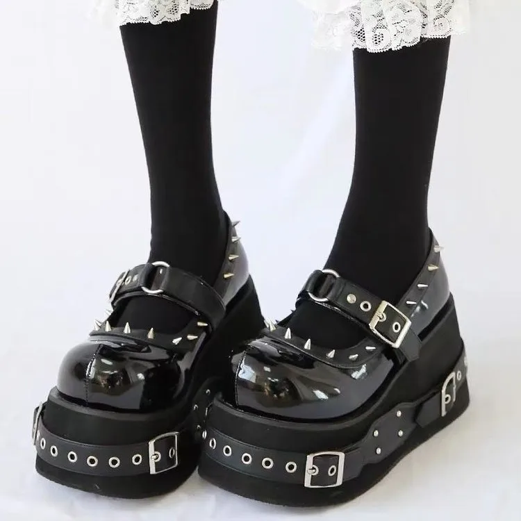Gothic Rivet Muffin Platform Mary Jane Shoes 1 Gothic Rivet Muffin Platform Mary Jane Shoes