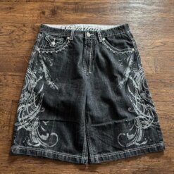 Cross Embroidery Baggy Denim Shorts 8 4021 1cpgc9