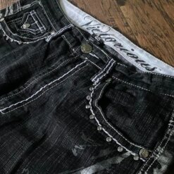 Cross Embroidery Baggy Denim Shorts 9 4021 f6bbns