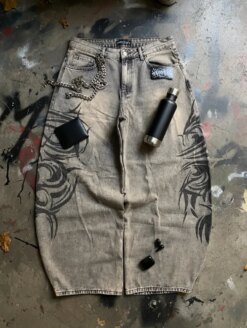 Distressed Loose Straight-Leg Pants